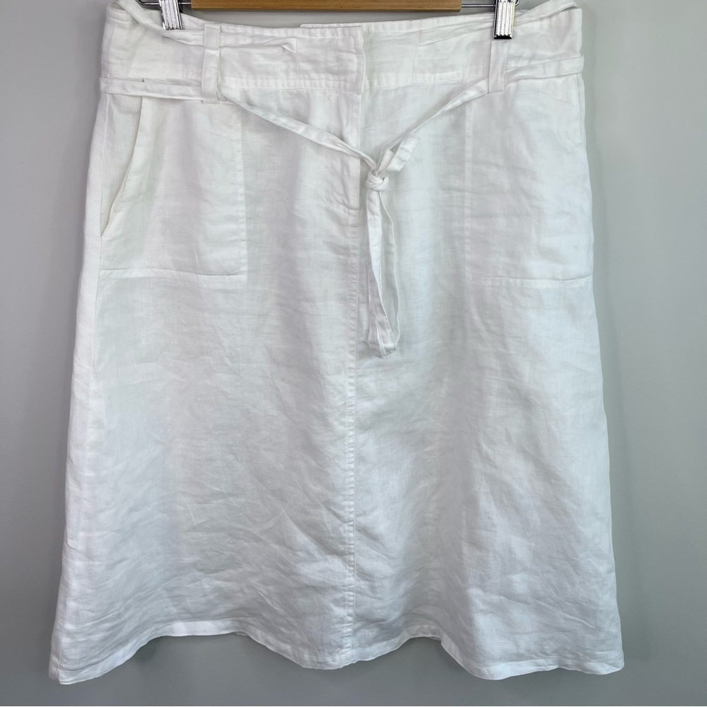 Saint Tropez West White Linen Skirt Size 12 - Picture 2 of 9